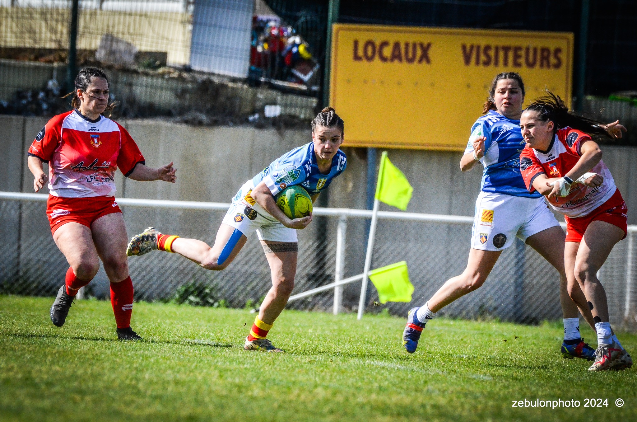  US Arlequins Perpignanais - RO Castelnaudary - Rugby - FFR 2024 - Fed 2 Fém - USAP XV (55) vs (7) RO Castelnaudary     (#FFR24F2FPERCAS03) Photo by: Photo Zebulon | Siuxy Sports 2024-03-30
