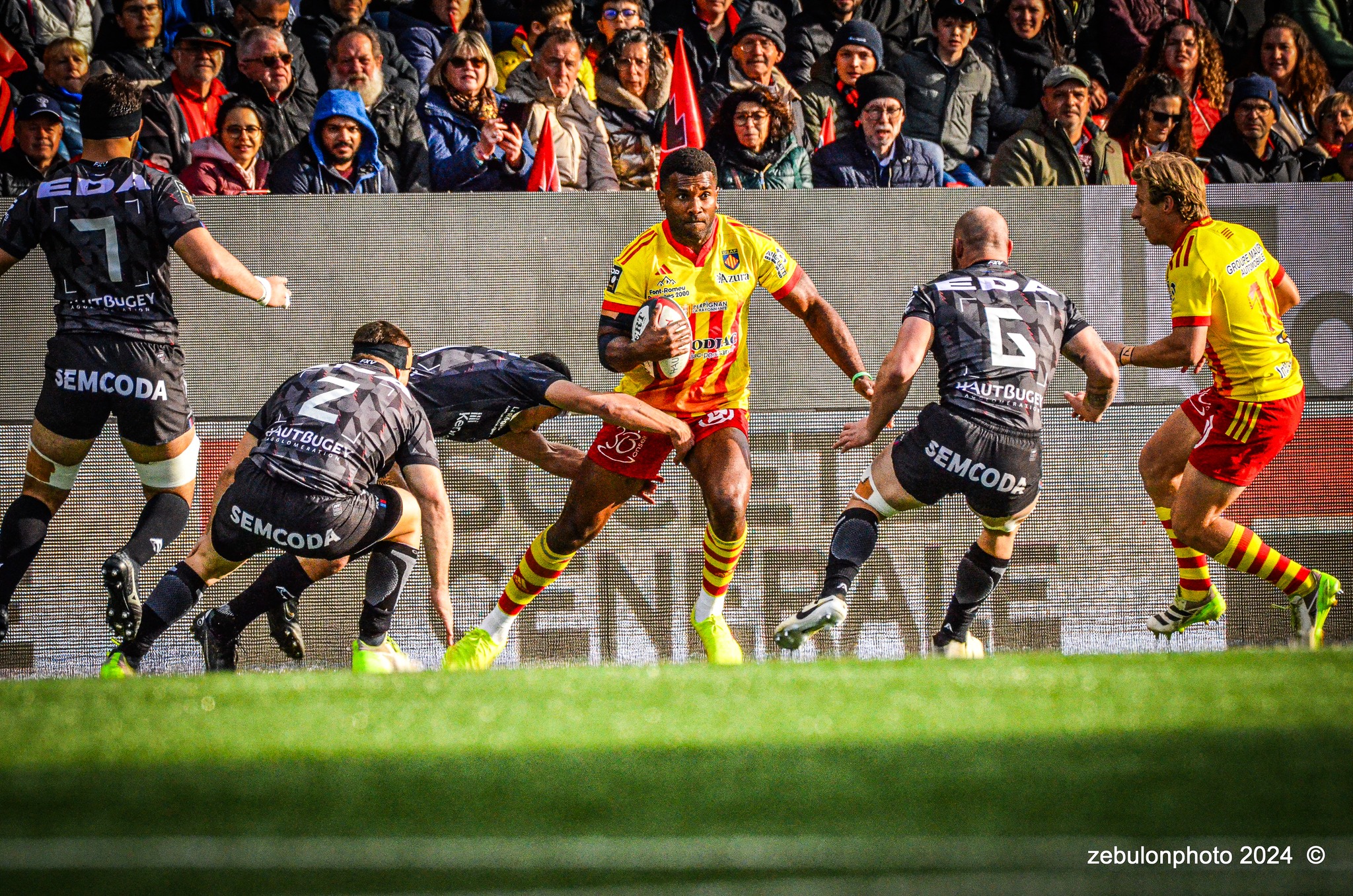  US Oyonnax Rugby - US Arlequins Perpignanais - Rugby - FFR - 2024 Top14 - Oyonnax (14) vs (15) USAP (#FFR24T14OYPP03) Photo by: Photo Zebulon | Siuxy Sports 2024-03-23