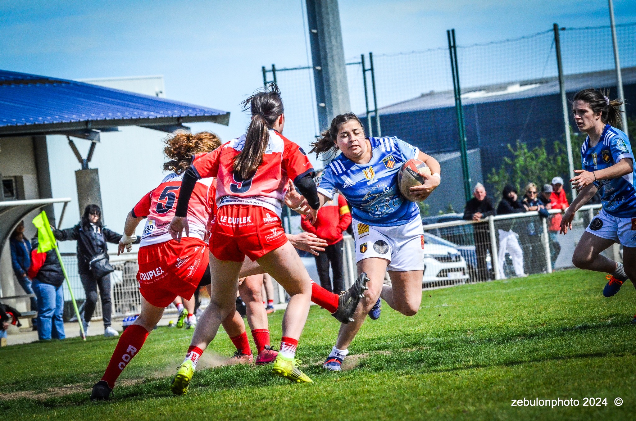  US Arlequins Perpignanais - RO Castelnaudary - Rugby - FFR 2024 - Fed 2 Fém - USAP XV (55) vs (7) RO Castelnaudary     (#FFR24F2FPERCAS03) Photo by: Photo Zebulon | Siuxy Sports 2024-03-30