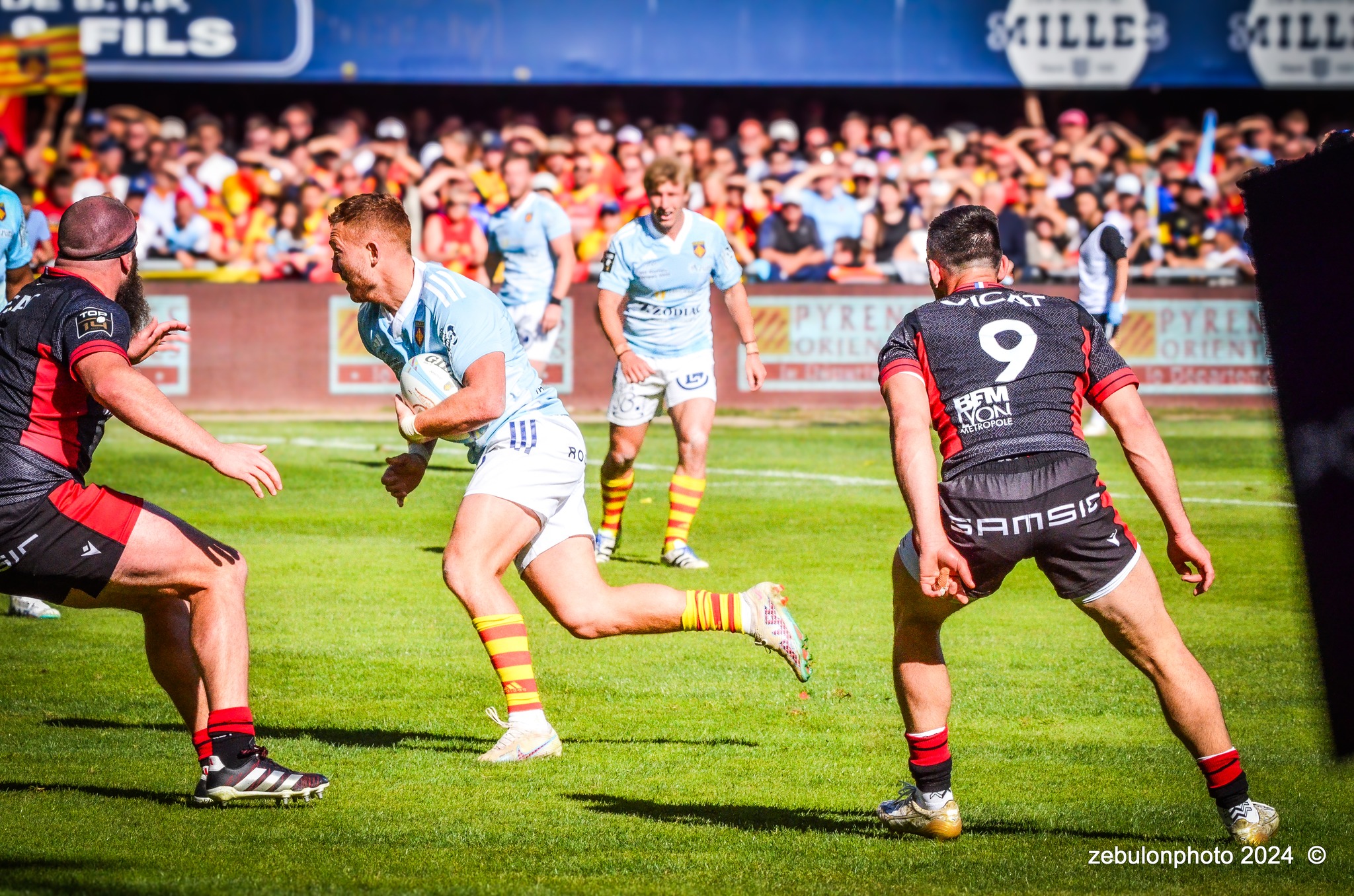  US Arlequins Perpignanais - Lyon Olympique Universitaire - Rugby - FFR 2024 - TOP14 - USAP (51) VS (20) LOU (#FFR24T14USALOU04) Photo by: Photo Zebulon | Siuxy Sports 2024-04-20