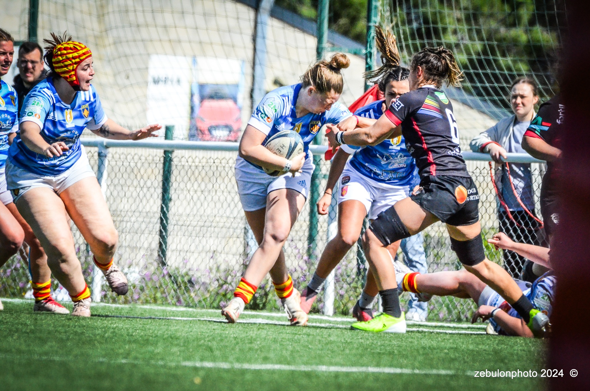  US Arlequins Perpignanais - RC Toulonnais - Rugby - FFR 2024 - Fed 2 Fém - USAP XV (5) vs (10) Toulon    (#FFR24F2FPERTOU03) Photo by: Photo Zebulon | Siuxy Sports 2024-03-31
