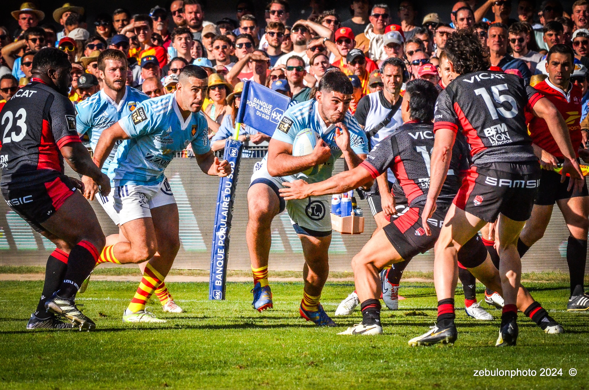  US Arlequins Perpignanais - Lyon Olympique Universitaire - Rugby - FFR 2024 - TOP14 - USAP (51) VS (20) LOU (#FFR24T14USALOU04) Photo by: Photo Zebulon | Siuxy Sports 2024-04-20