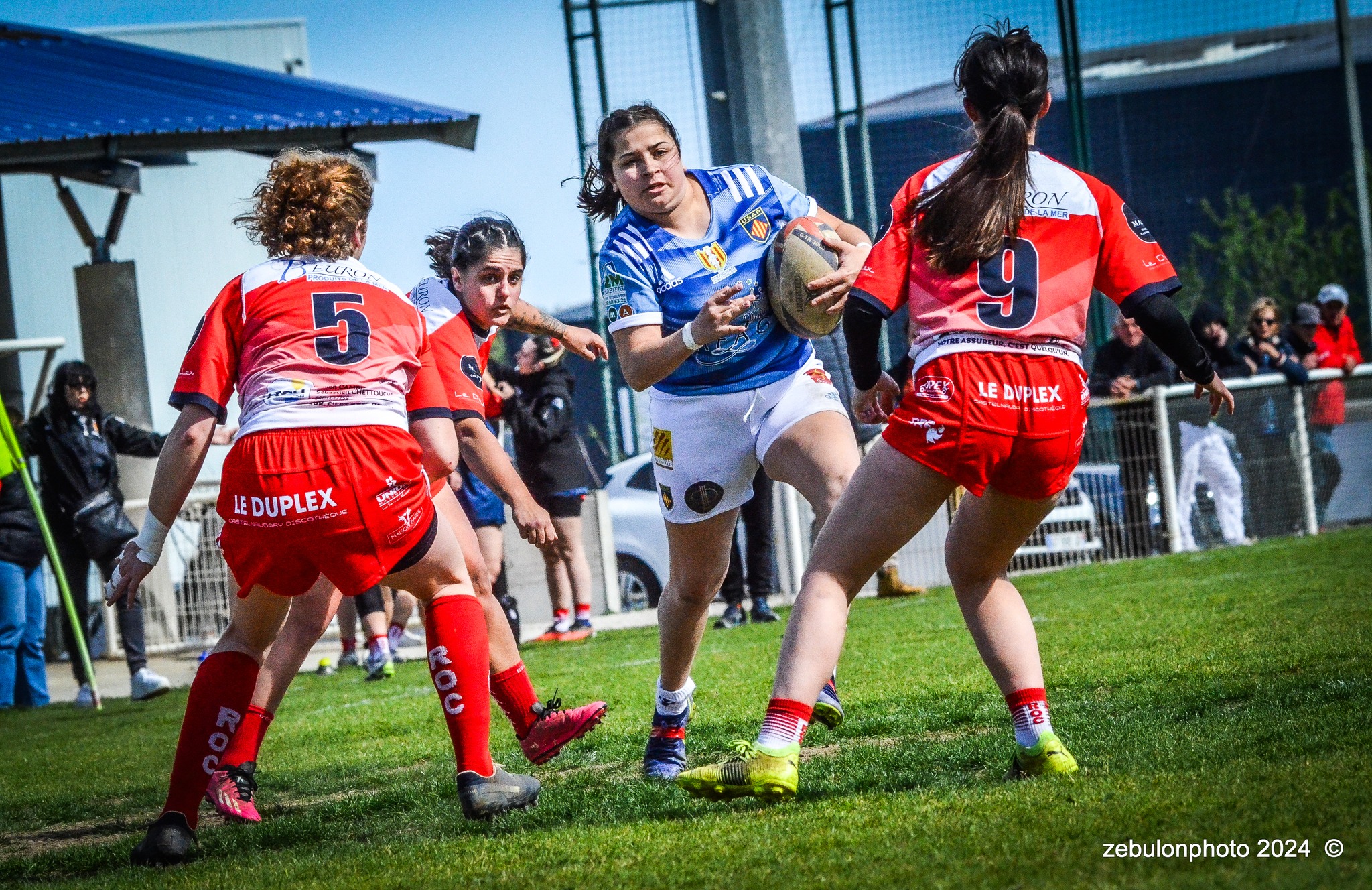  US Arlequins Perpignanais - RO Castelnaudary - Rugby - FFR 2024 - Fed 2 Fém - USAP XV (55) vs (7) RO Castelnaudary     (#FFR24F2FPERCAS03) Photo by: Photo Zebulon | Siuxy Sports 2024-03-30