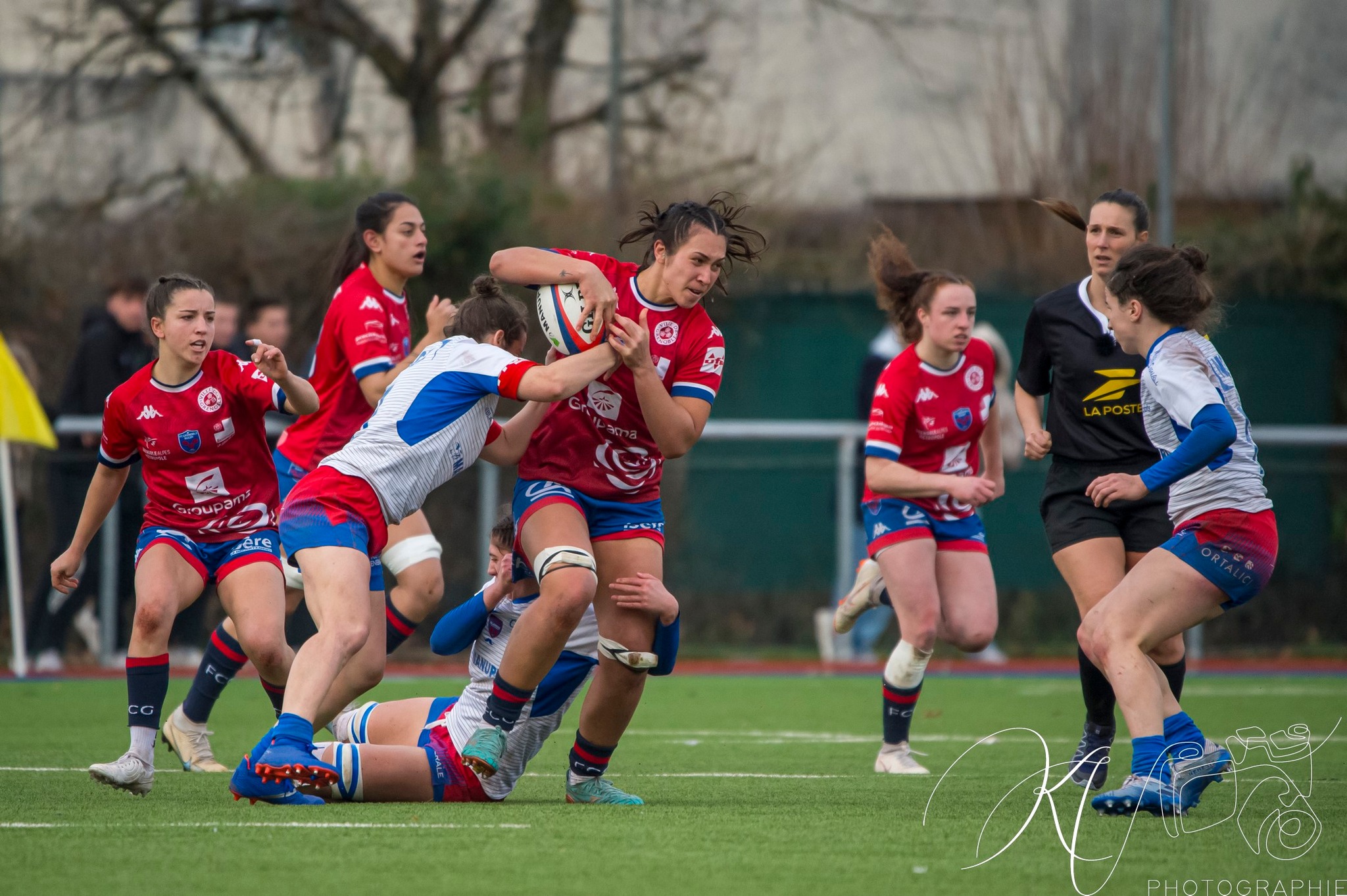 Alexandra CHAMBON - Manaé FELEU - Taïna MAKA - Florine THIRON -  FC Grenoble Rugby - Blagnac - Rugby - 2024 Élite 1 Féminine - FC Grenoble Amazones (18)  vs (13) Blagnac (#E1G24FCGBLA02) Photo by: Karine Valentin | Siuxy Sports 2024-02-18
