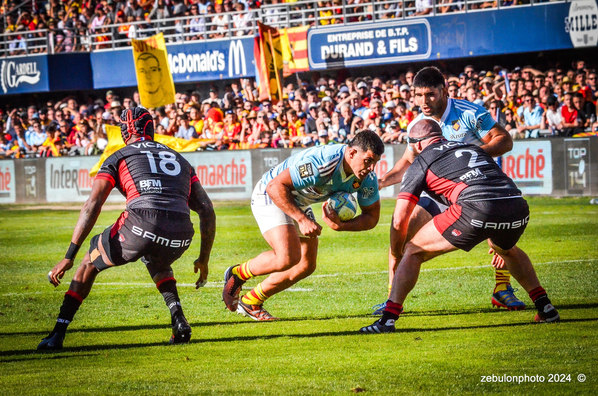  US Arlequins Perpignanais - Lyon Olympique Universitaire - Rugby - FFR 2024 - TOP14 - USAP (51) VS (20) LOU (#FFR24T14USALOU04) Photo by: Photo Zebulon | Siuxy Sports 2024-04-20