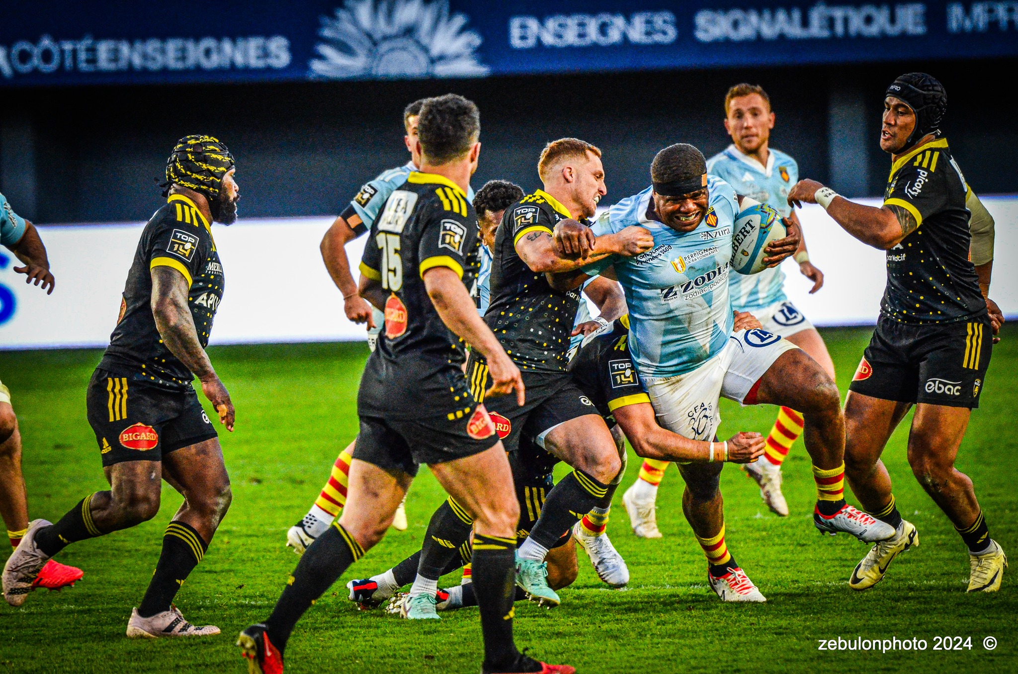  US Arlequins Perpignanais - Stade Rochelais - Rugby - TOP 14 - Perpignan (27) vs (15) La Rochelle (#TOP12USAPSR02) Photo by: Photo Zebulon | Siuxy Sports 2024-02-24