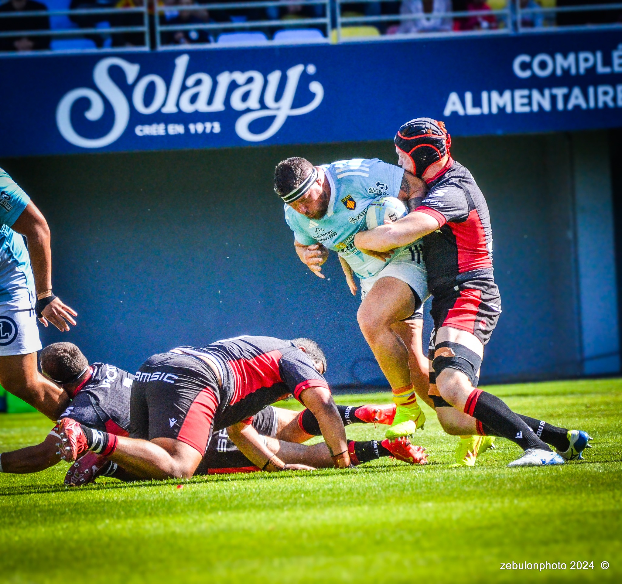  US Arlequins Perpignanais - Lyon Olympique Universitaire - Rugby - FFR 2024 - TOP14 - USAP (51) VS (20) LOU (#FFR24T14USALOU04) Photo by: Photo Zebulon | Siuxy Sports 2024-04-20